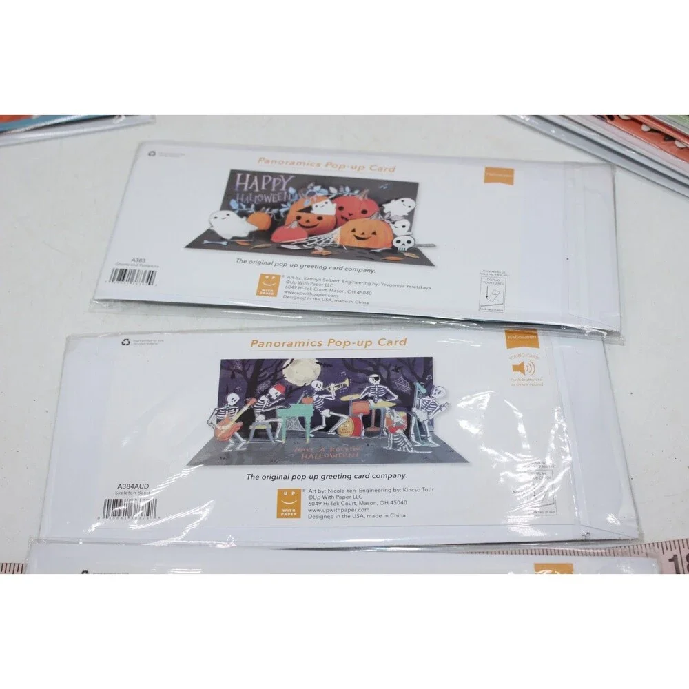 Lot of 62 Total Halloween Panoramic Pop Up Greeting Cards/Regular/Treat Bags NEW